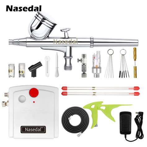 Nasedal Airbrush Compressor Kit 0 3mm Dual Action Sprayer Pen Cake