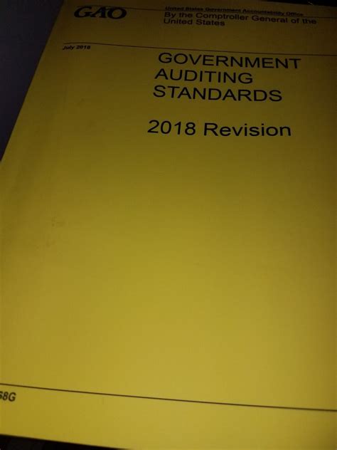 GAO Yellow Book Government Auditing Standards 2018 Revision By United