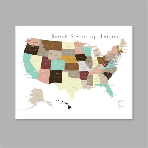 United States Map Wall Art Printable United States Map Print Usa Map