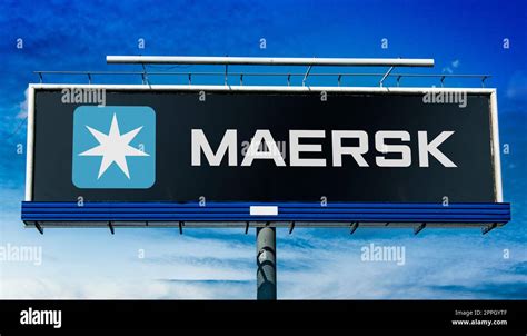 Advertisement Billboard Displaying Logo Of Maersk Stock Photo Alamy