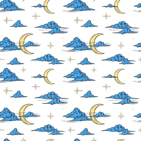 Premium Vector Clouds And Moon Sun Night Sky Seamless Pattern Vector