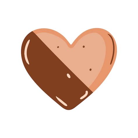 Galletas en forma de corazón con chocolate Una galleta aislada sobre un