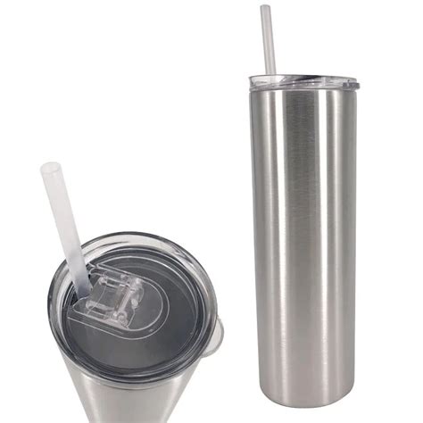 30 Oz Metal Skinny Tumblers With Slide Lids And Straws Double Wall