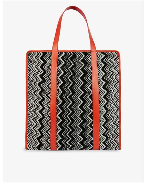 Missoni Keith Zig Zag Cotton Tote Bag In Red Lyst