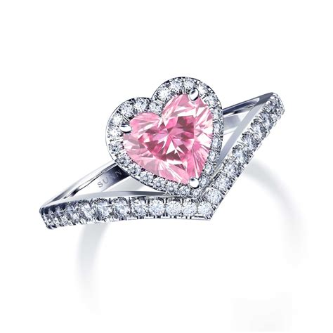 pink diamond heart engagement ring