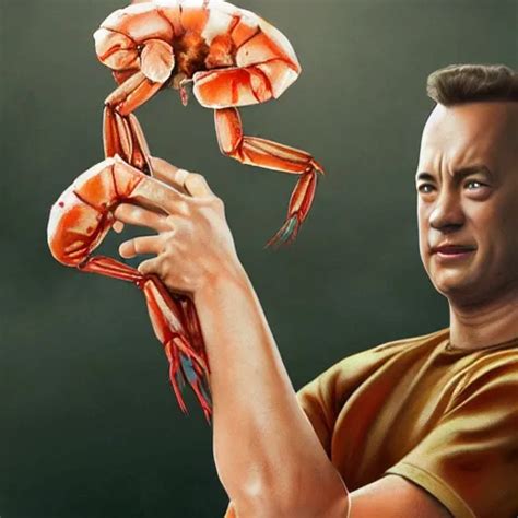 Tom Hanks As Forrest Gump With A Giant Shrimp Around Stable Diffusion