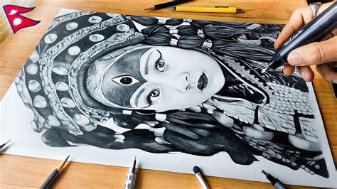 Drawing Kumari Living Goddess Of Nepal ♥️ Youtube