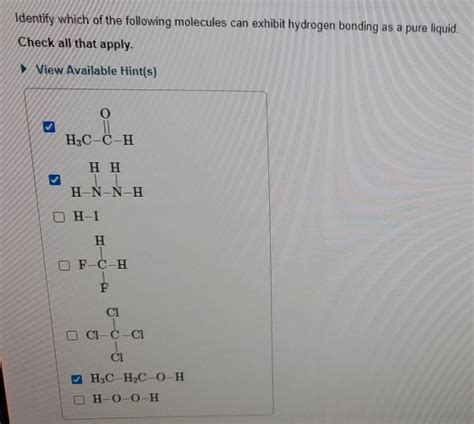 Solved Identify which of the following molecules can exhibit | Chegg.com 