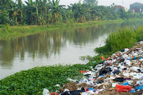 The River Is Polluted With Various Garbage And Trash Polluted Rivers