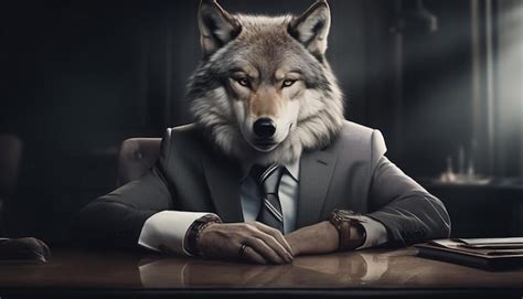 Premium AI Image | anthropomorphic portrait of a businessman wolf wolf ...