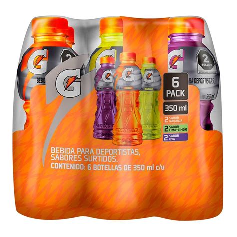 Precios Bebida Isotónica Gatorade 6 pack varios sabores de 350ml c u