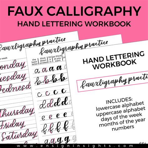 Faux Calligraphy Practice Workbook - Ensign Insights