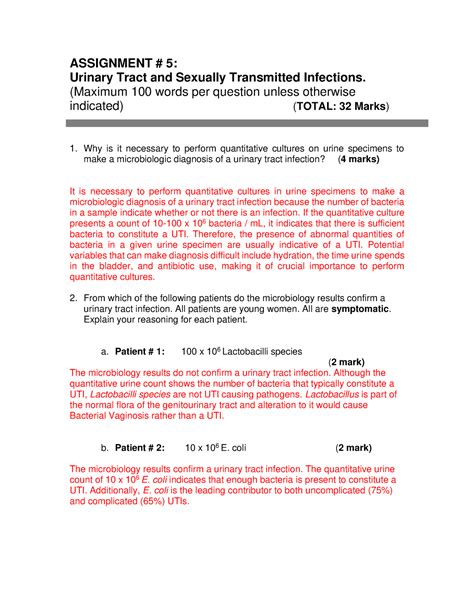 Micr Assignment Assignment Urinary Tract And Sexually