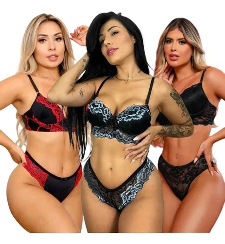 Kit Conjuntos Lingerie Premium Bojo Calcinha E Sutiã Cores Variadas M Parcelamento sem juros