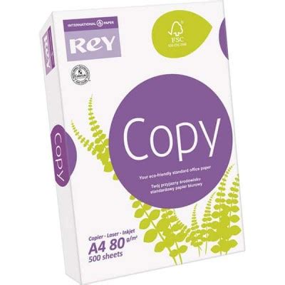 Papier blanc éco resp A4 80 g 146 CIE Rey Copy carton 5 ramettes