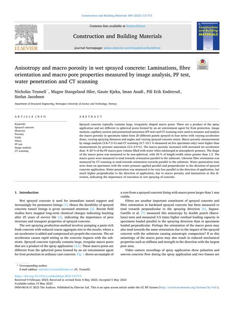 Pdf Anisotropy And Macro Porosity In Wet Sprayed Concrete