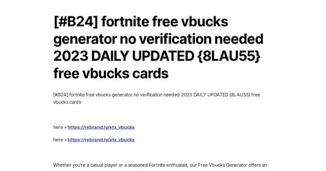 [#B24] fortnite free vbucks generator no verification needed 2023 DAILY UPDATED {8LAU55} free ...