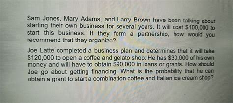 Answered Sam Jones Mary Adams And Larry Brown Bartleby