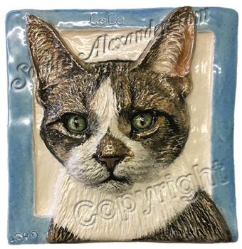 Ceramic relief hand painted cat tiles, cat tile shower, bath, cat tile ...