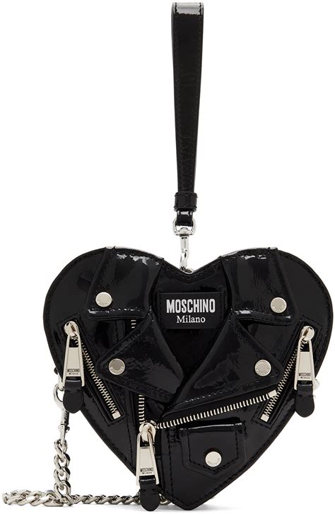 Moschino Black Biker Jacket Heart Bag Moschino