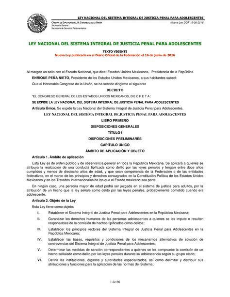 Ley Nacional Del Sistema Integral De Justicia Para Adolescentes