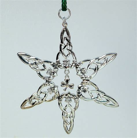 Celtic Knot Ornament Claddagh Star Shamrock Christmas Silver Overlay