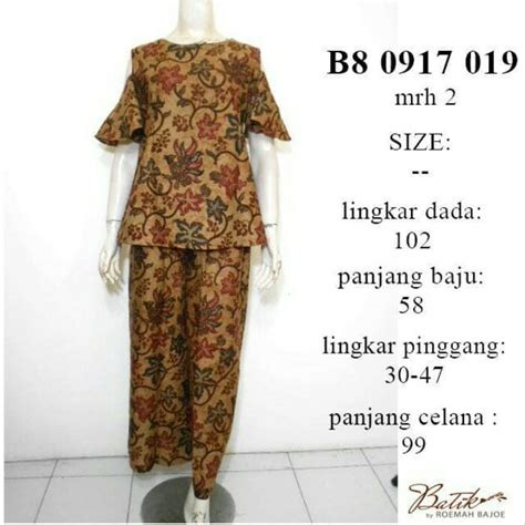 Jual Baju Batik Setelan Wanita Setelan Celana Dan Blus Cewe Setelan Batik Lengan Bolong