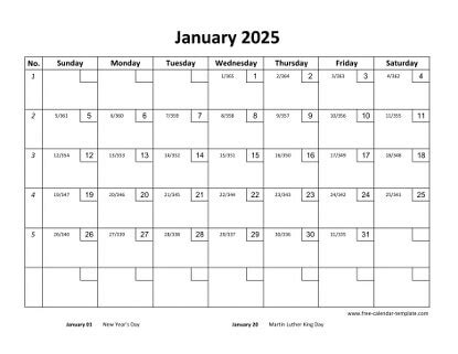 January Calendar Free Printable With Grid Lines Designed