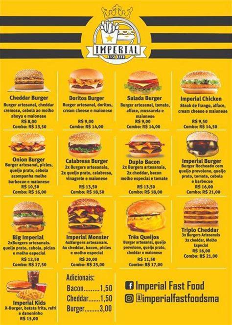 Menu Em Imperial Fast Food Sao Miguel Arcanjo