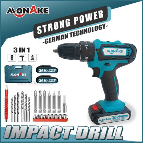 Jual MONAKE 36V Baterai Mesin Bor Listrik Tanpa Kabel Impact Drill