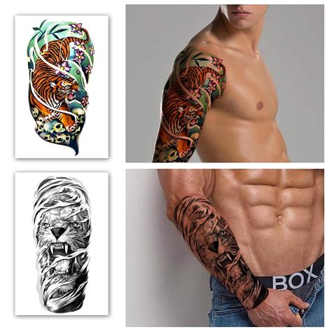 Tatuajes Temporales Impermeables De Brazo Completo Hojas Y Hojas De