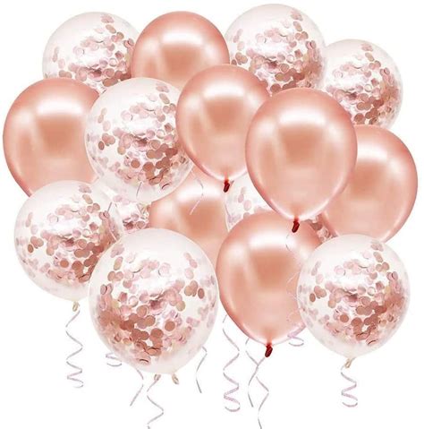 Rose Gold Confetti Balloon Bouquet With 8 Balloons Bridal Etsy