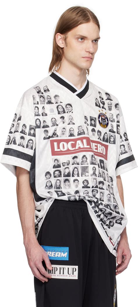 Martine Rose White Printed 'Local Hero' Football Jersey Martine Rose