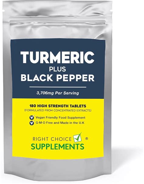 Turmeric Tablets Mg With Black Pepper High Strength Curcumin