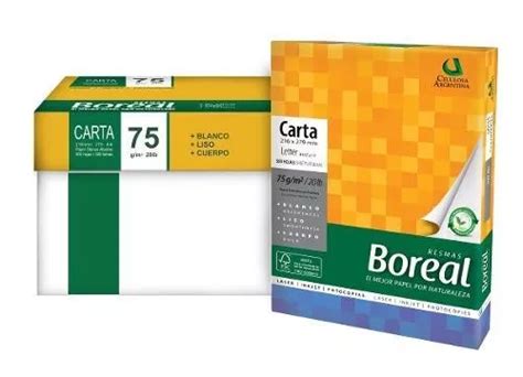 Resma Boreal carta multifunción de 500 hojas de 75g color blanco de 5