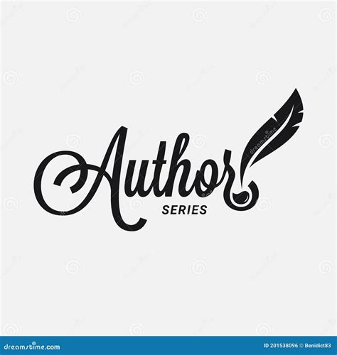 Author Logo With Feather And Ink On White Stock Vector Illustration