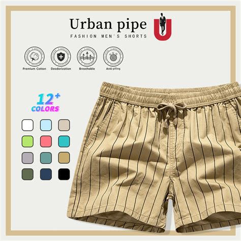 Urban Pipe Board Stripe Shorts For Men Above The Knee Casual Garter