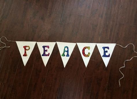 Peace Canvas Banner Handmade Peace Sign Letters Hung On