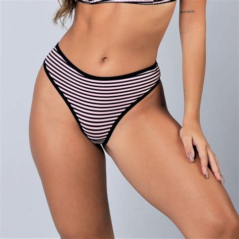 Calcinha Fio Poliamida Listras Vi S Rosa Bb Ilumine Lingerie