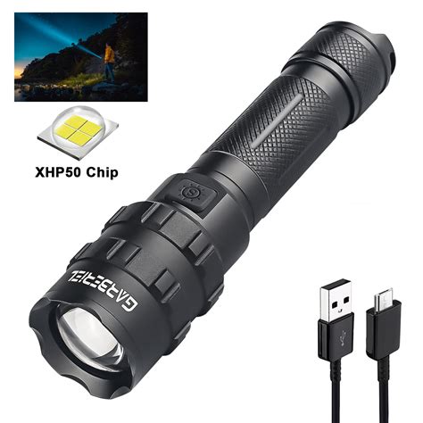 Super Bright Xhp90 Xhp50 LED Tactical Flashlight Rechargeable Powerful