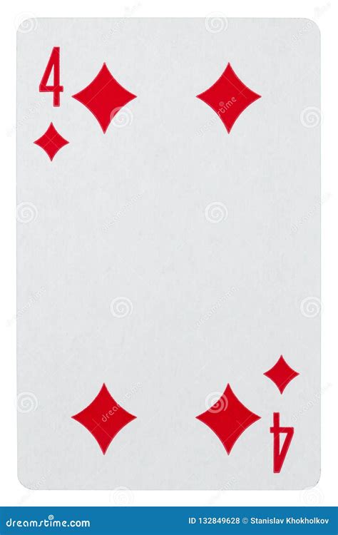 Playing Card Four of Diamonds Isolated on White Stock Photo - Image of ...