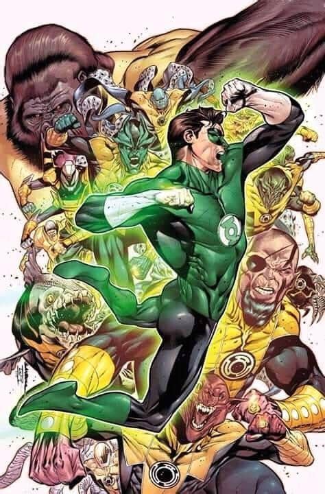 The Green Lantern Is Surrounded By Other Characters