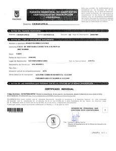 Traducci N Jurada Certificado De Empadronamiento