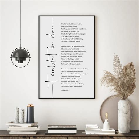 It Couldn T Be Done Poem By Edgar Guest Print Home Office Wall Art