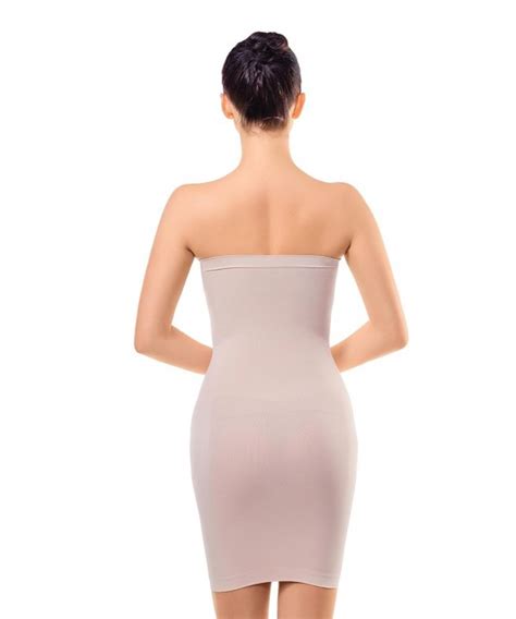 Women S Strapless Full Body Slip Shaper Seamless Smoother Tube Slip Under Dresses Nude