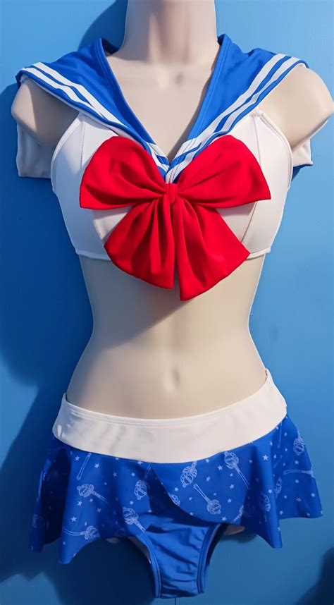 Sailor Moon 2 Piece Bikini Swimsuit Set Size SMALL Co Gem