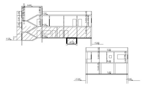 House Building Section Drawing With Dimension Cadbull