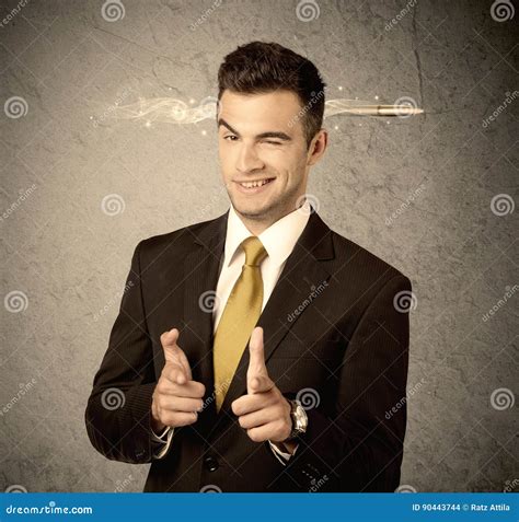 Fast Creative Sales Guy With Smoking Bullet Stock Photo Image Of