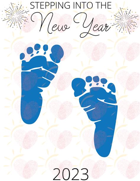 Happy New Year Stepping Into 2023 Footprint Handprint Art