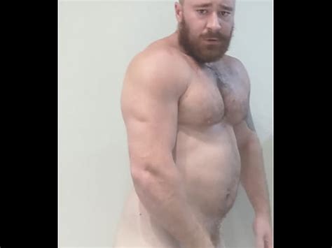 Thick Bodybuilder Naked Flexing Before Showering DotComBeefBeast Sexy Alpha Musclebear Hot Beefy